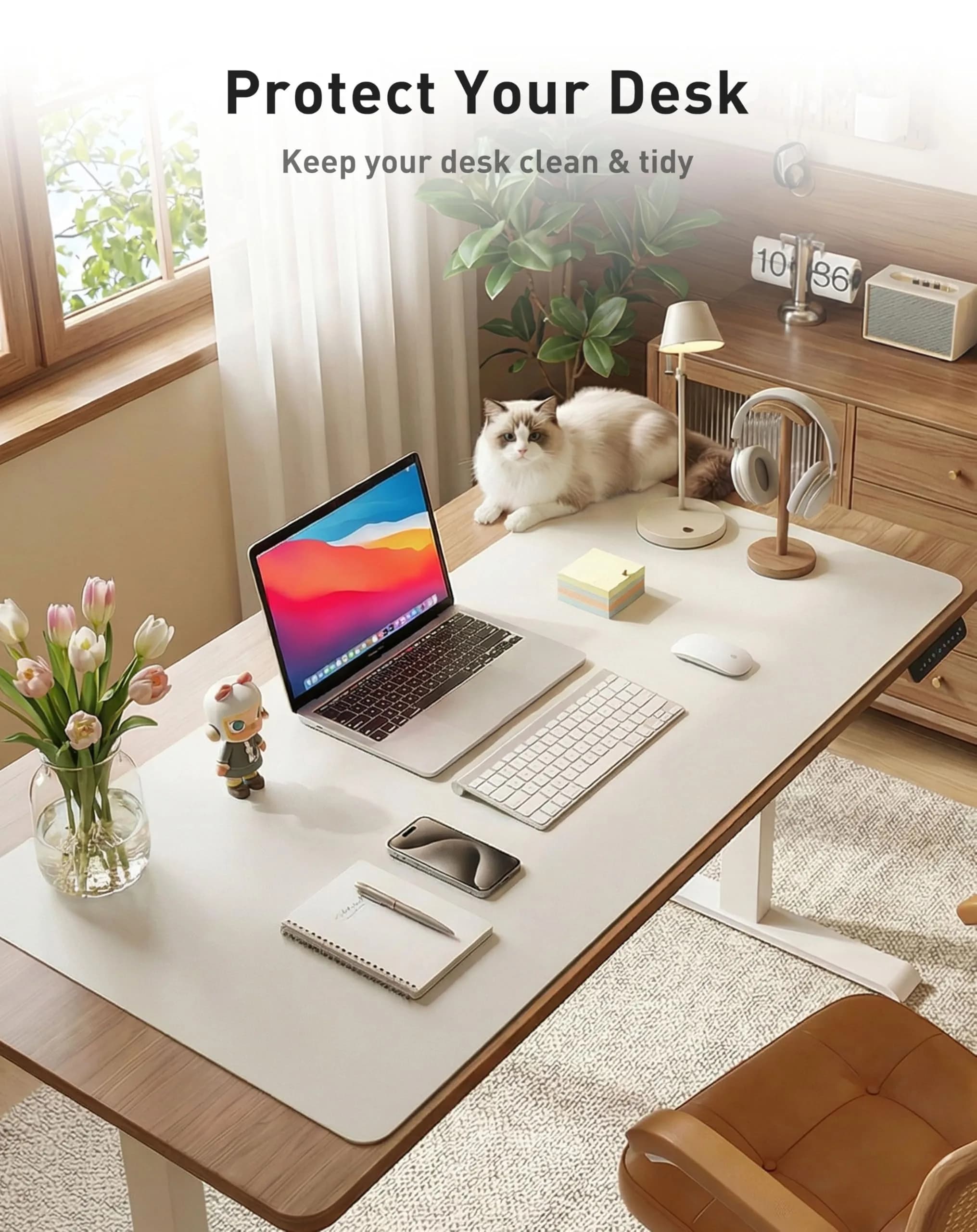 Aothia Faux Leather Desk Mat Large Mouse Pad 40" x 24" | Waterproof Writing Surface for Office and Home - view 3