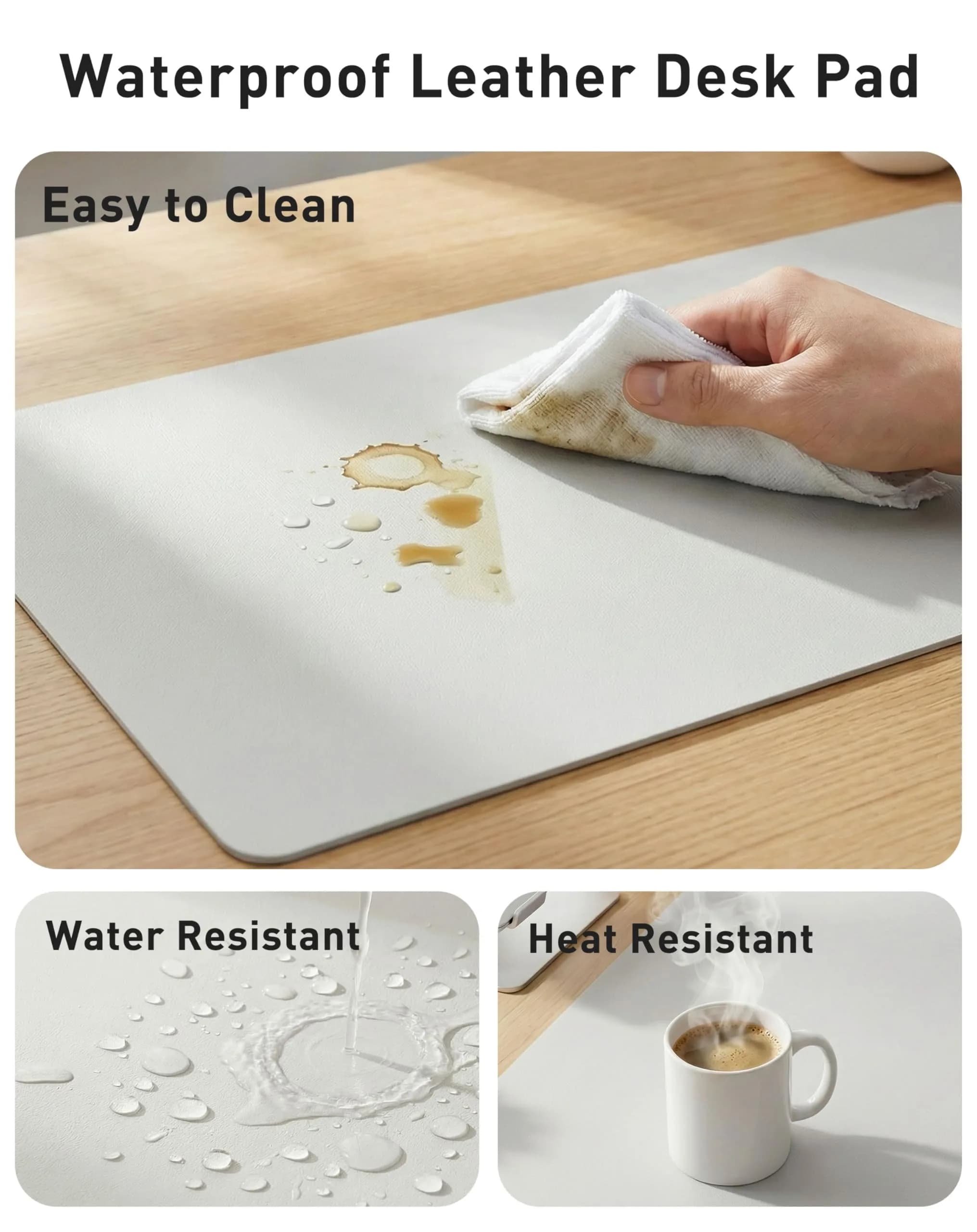 Aothia Faux Leather Desk Mat Large Mouse Pad 40" x 24" | Waterproof Writing Surface for Office and Home - view 7