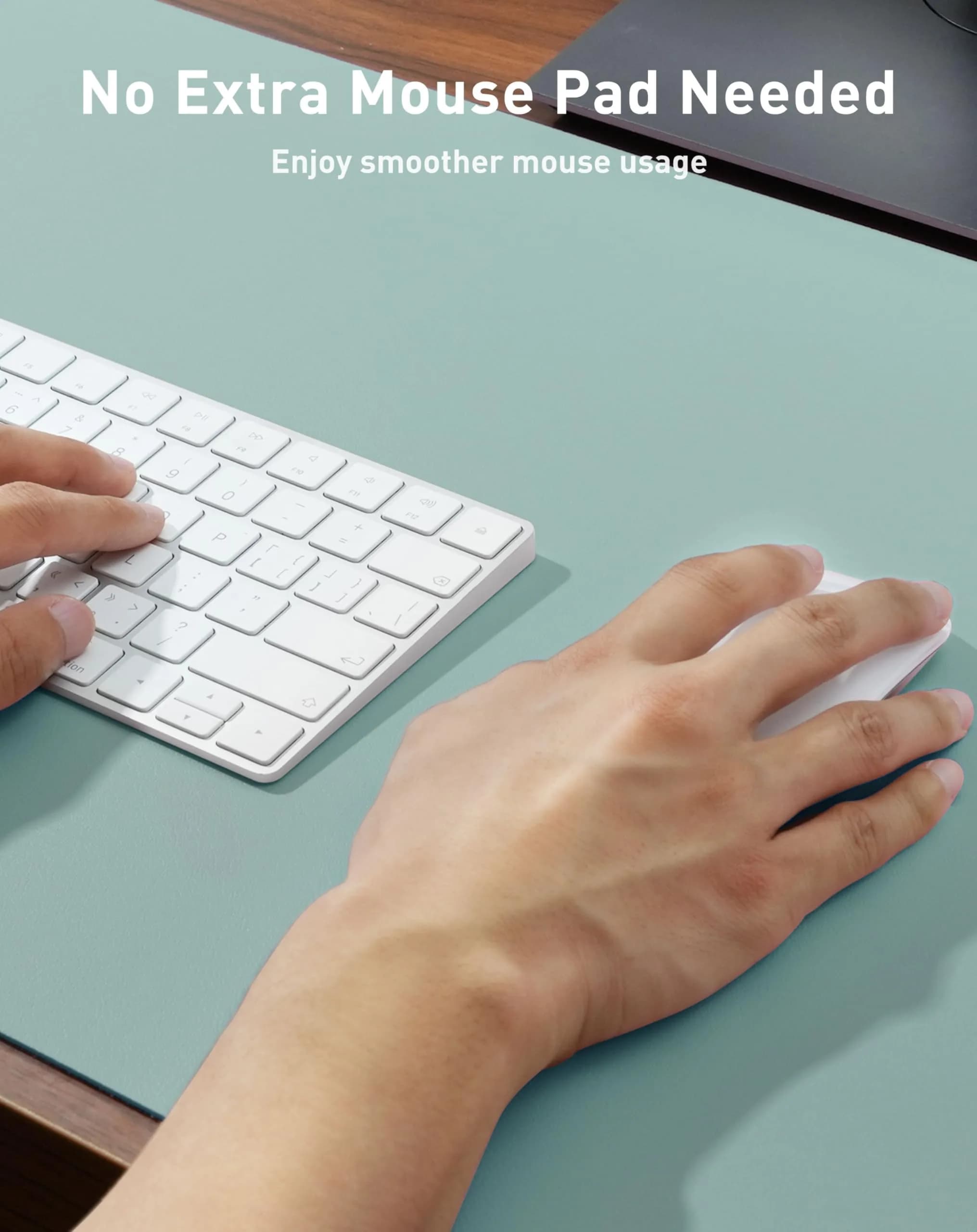 Aothia Faux Leather Desk Mat - Large Mouse Pad, Non-Slip PU Leather Blotter, Waterproof Writing Surface for Office and Home (Light Blue, 40" x 24") thumbnail 4