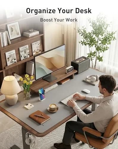 Aothia Faux Leather Desk Mat - Large Mouse Pad, Non-Slip PU Leather Blotter 102cm x 61cm (40" x 24") | Protects Desks from Scratches, Stains, and Spills thumbnail 3