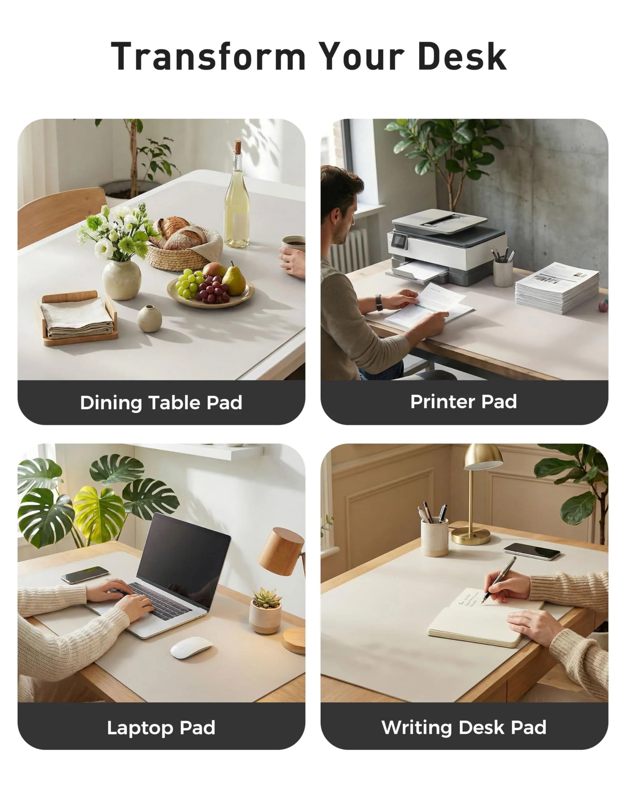 Aothia Faux Leather Desk Mat Large Mouse Pad (40" x 24") | Protects Desks, Enhances Workspace - view 6