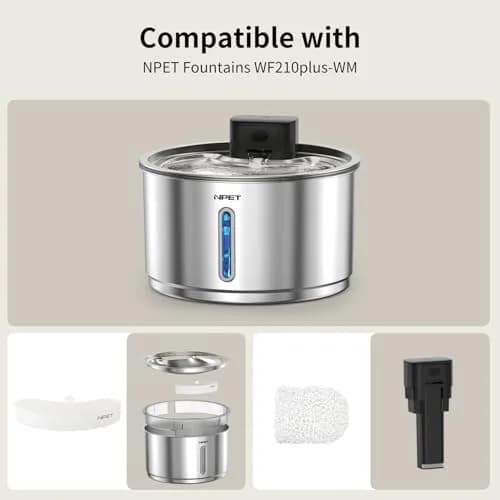 NPET Replacement Filters for WF210plus-WM Stainless Steel Pet Water Fountain (8 Packs) thumbnail 4