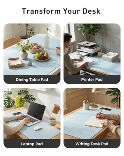 Aothia Faux Leather Desk Mat - Large Mouse Pad, Non-Slip PU Leather Blotter, Waterproof Writing Surface for Office and Home (Baby Blue, 101.6cm x 61cm) thumbnail 6