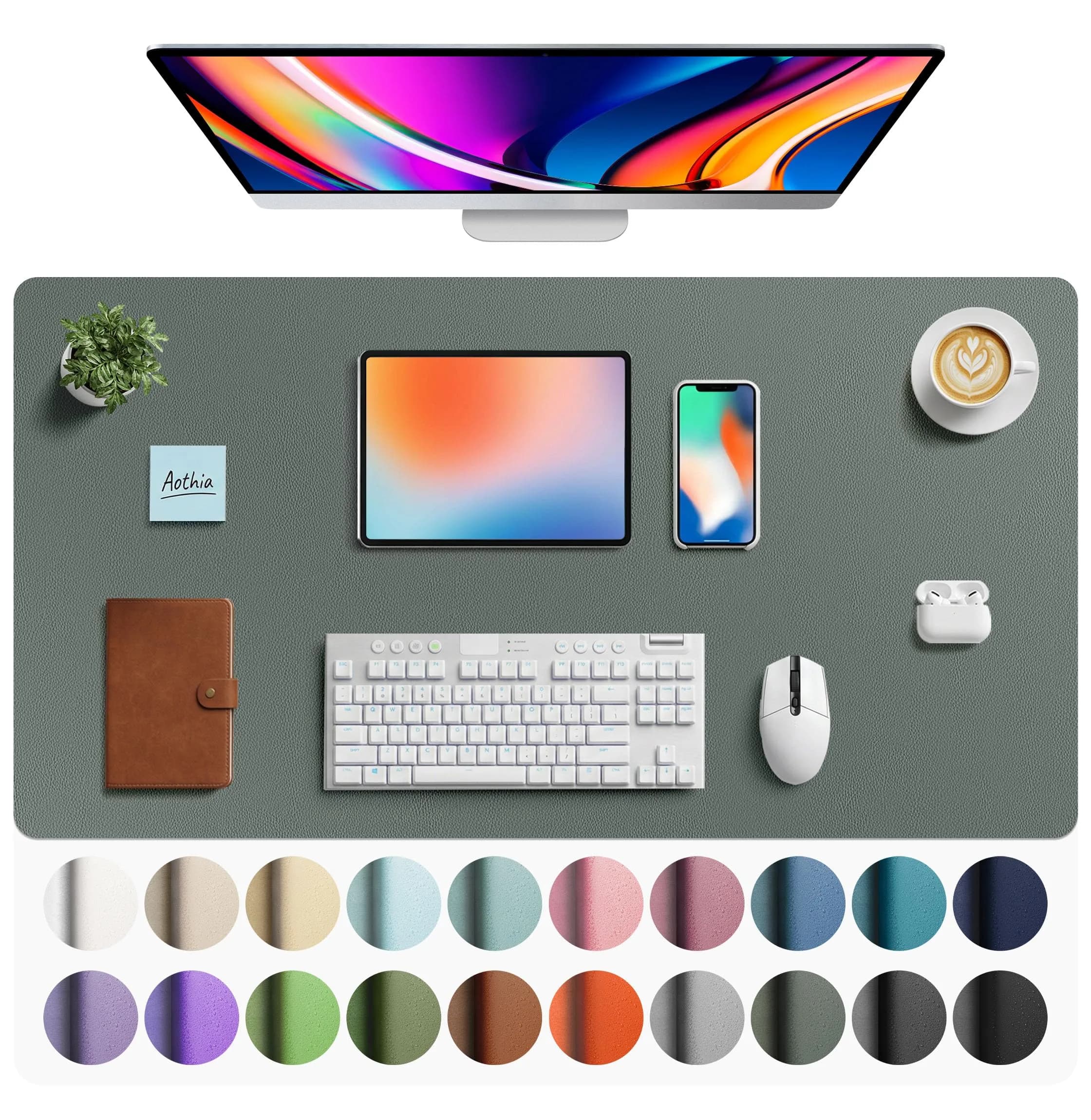 Aothia Faux Leather Desk Mat 102cm x 61cm (40" x 24") | Non-Slip PU Leather Blotter for Office & Home - main product image