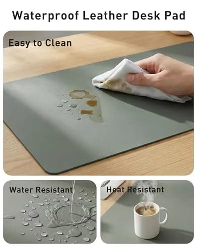 Aothia Faux Leather Desk Mat 102cm x 61cm (40" x 24") | Non-Slip PU Leather Blotter for Office & Home thumbnail 7