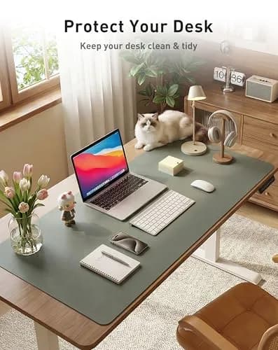 Aothia Faux Leather Desk Mat 102cm x 61cm (40" x 24") | Non-Slip PU Leather Blotter for Office & Home thumbnail 8