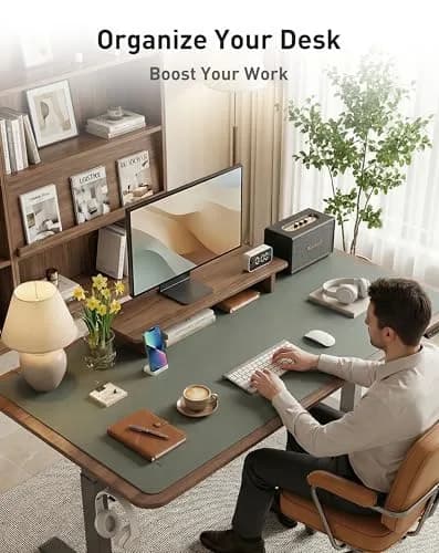 Aothia Faux Leather Desk Mat 102cm x 61cm (40" x 24") | Non-Slip PU Leather Blotter for Office & Home thumbnail 3