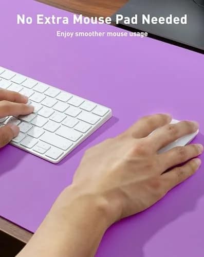 Aothia Faux Leather Desk Mat - Large Mouse Pad, Non-Slip PU Leather Blotter, Waterproof Writing Surface (Iris Violet, 102cm x 61cm) thumbnail 4