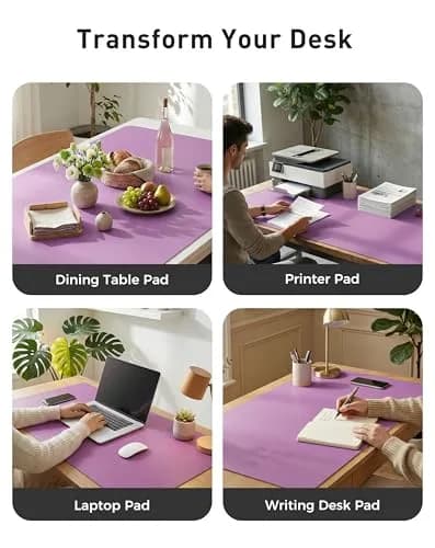 Aothia Faux Leather Desk Mat - Large Mouse Pad, Non-Slip PU Leather Blotter, Waterproof Writing Surface (Iris Violet, 102cm x 61cm) thumbnail 6