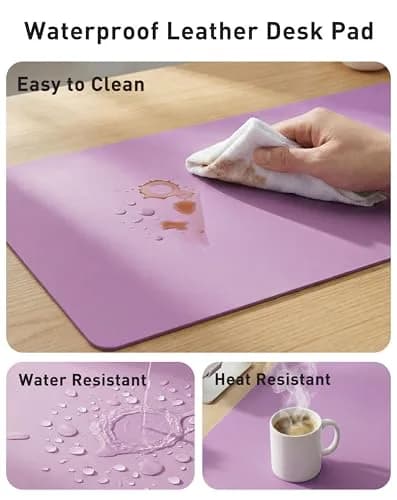 Aothia Faux Leather Desk Mat - Large Mouse Pad, Non-Slip PU Leather Blotter, Waterproof Writing Surface (Iris Violet, 102cm x 61cm) thumbnail 7