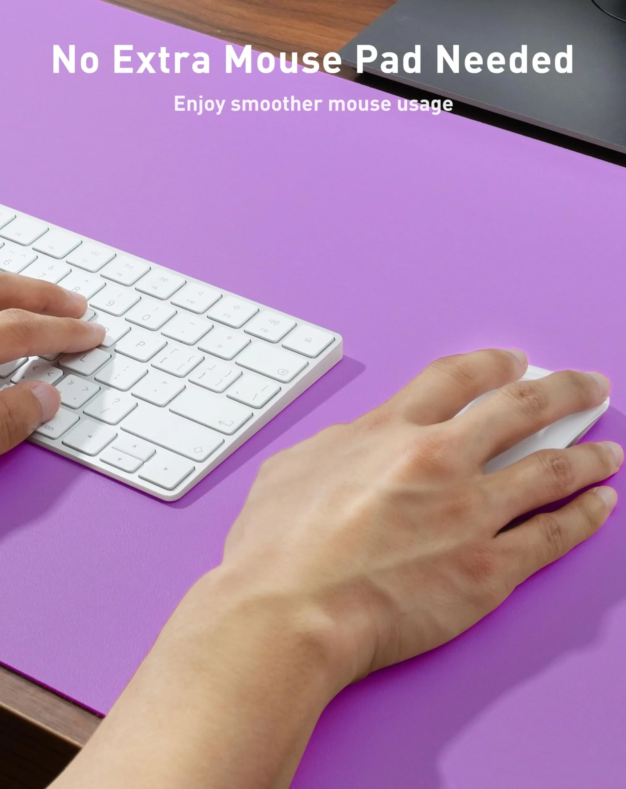Aothia Faux Leather Desk Mat - Large Mouse Pad, Non-Slip PU Leather Blotter, Waterproof Writing Surface (Iris Violet, 102cm x 61cm) - view 4