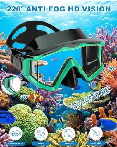 AQUA A DIVE SPORTS Green Single Lens Dive Mask | 180° Wide Field of View thumbnail 4