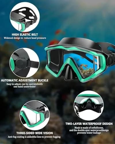 AQUA A DIVE SPORTS Green Single Lens Dive Mask | 180° Wide Field of View thumbnail 3