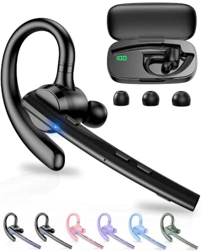 New Bee M54 Bluetooth Headset V5.1 72H Talk Time Dual Mic with 500mAh Charging Case | Wireless Hands-Free Earpiece for Business Calls thumbnail 1