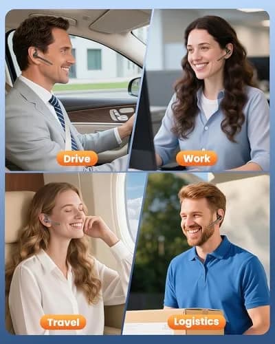 New Bee M54 Bluetooth Headset V5.1 72H Talk Time Dual Mic with 500mAh Charging Case | Wireless Hands-Free Earpiece for Business Calls thumbnail 7