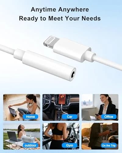 DESOFICON Apple MFi Certified Lightning to 3.5mm Headphone Jack Adapter 10-Pack White thumbnail 4