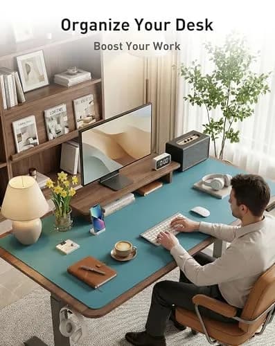 Aothia Faux Leather Desk Mat 102cm x 61cm (40" x 24") | Smooth PU Leather Writing Surface for Office and Home thumbnail 3