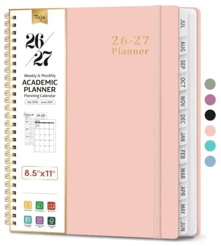 Taja 2026-2027 Academic Planner 8.5" x 11" (21.6 x 27.9 cm) | Weekly & Monthly Planning Agenda with Tabs thumbnail 1