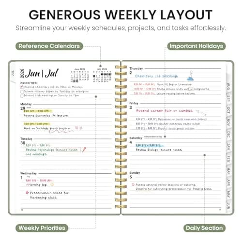 Taja Planner 2026-2027 Academic Planner 6.3" x 8.5" (16.0 cm x 21.6 cm) | Weekly & Monthly Planning for Students & Professionals thumbnail 3