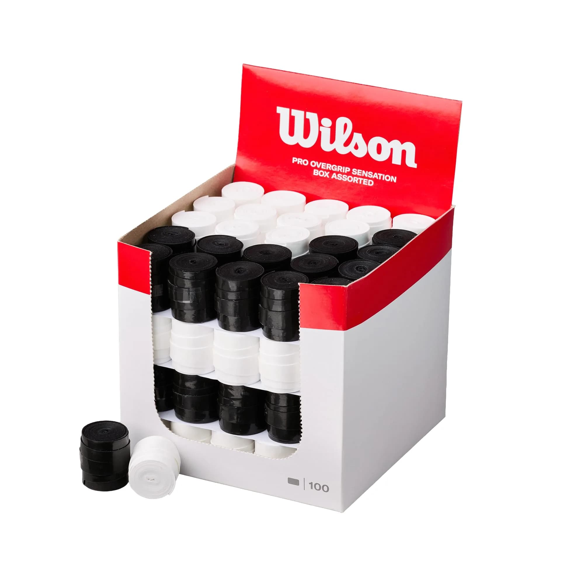 WILSON Sensation Pro Tennis Racquet Over Grip - Black/White, 100 Pack - main product image