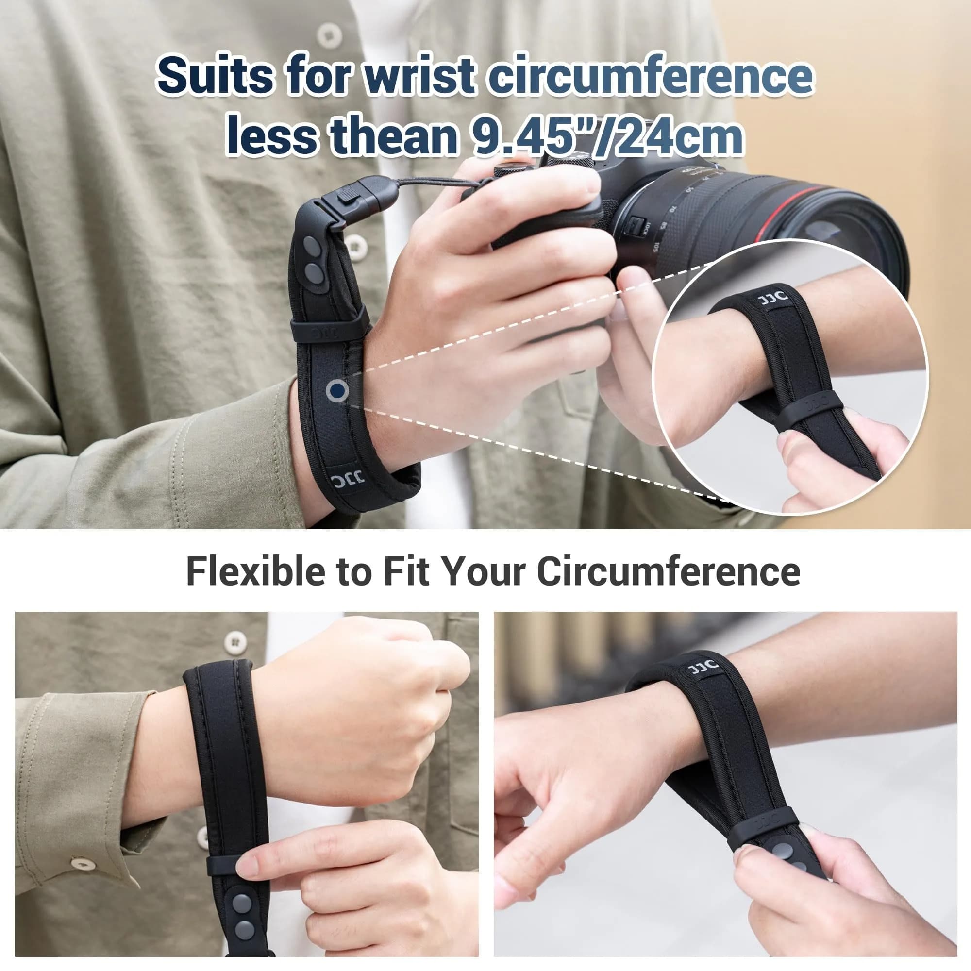 Kiorafoto Upgraded Quick Release Soft Neoprene Camera Hand Strap with Adjustable Silicone Ring | Black - view 7