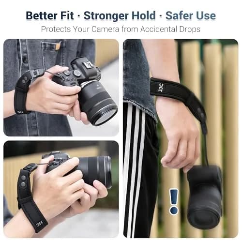 Kiorafoto Upgraded Quick Release Soft Neoprene Camera Hand Strap with Adjustable Silicone Ring | Black thumbnail 2