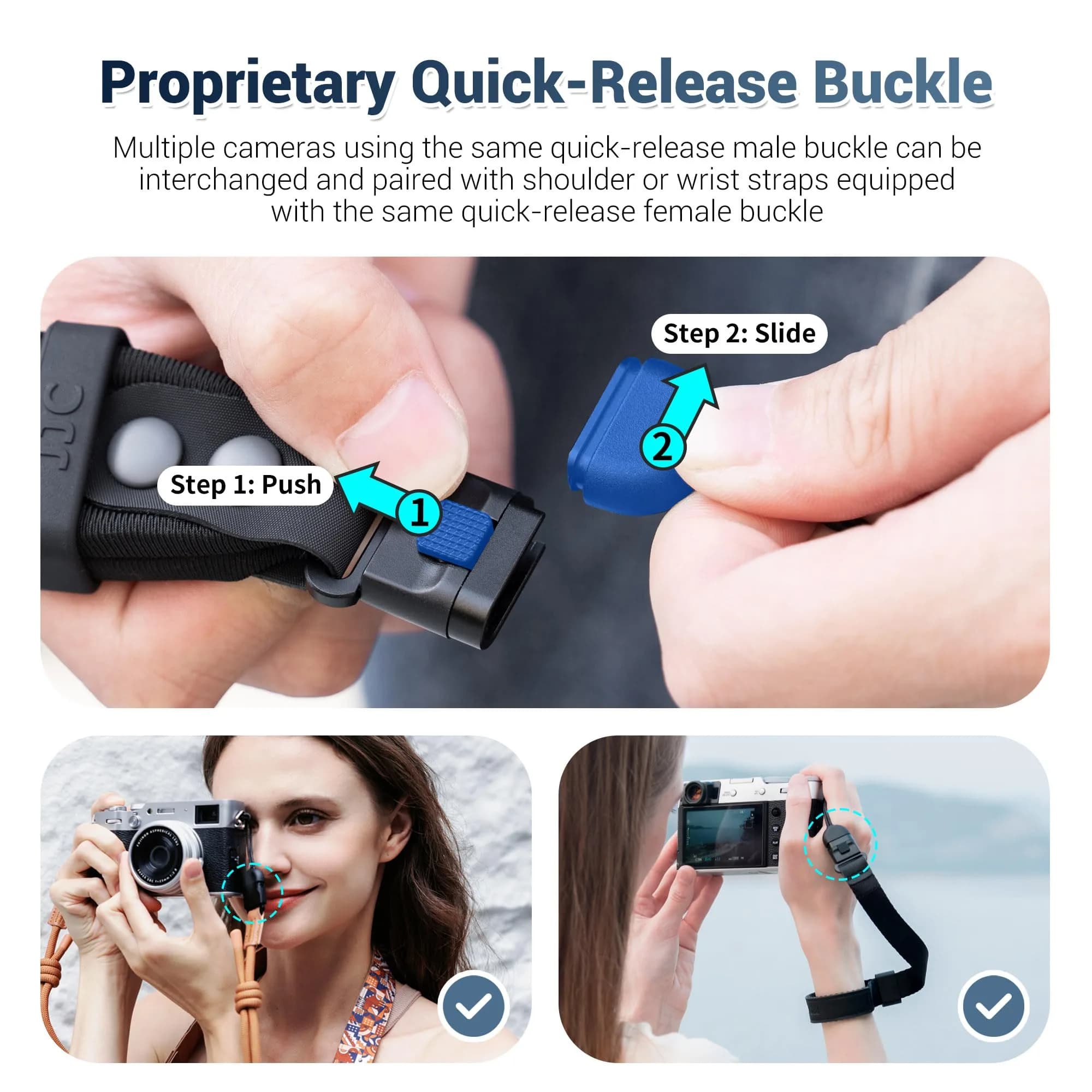 Kiorafoto Mini EVO Thinner Style Adjustable Nylon Camera Hand Wrist Strap with Upgraded Buckle (Black) - view 4