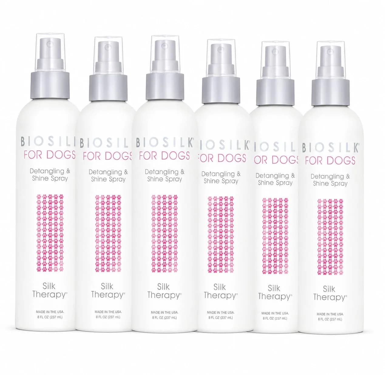 BioSilk for Dogs Silk Therapy Detangling and Shine Protecting Spray 48 Fl Oz (6 x 8 Fl Oz) | pH Balanced Leave-in Mist for All Coats - main product image