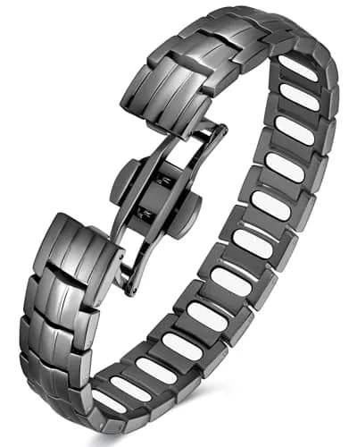 Feraco Gray Titanium Magnetic Bracelet for Men | 22 cm (8.66 inches) with 5000 Gauss Magnets thumbnail 1