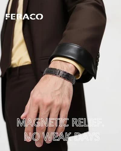 Feraco Gray Titanium Magnetic Bracelet for Men | 22 cm (8.66 inches) with 5000 Gauss Magnets thumbnail 4