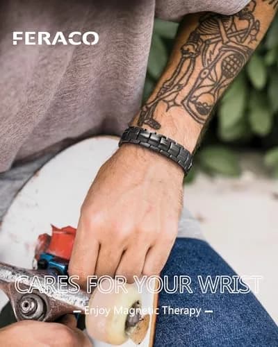 Feraco Gray Titanium Magnetic Bracelet for Men | 22 cm (8.66 inches) with 5000 Gauss Magnets thumbnail 6