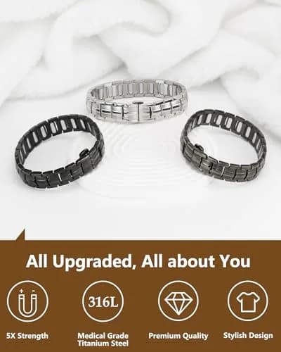 Feraco Gray Titanium Magnetic Bracelet for Men | 22 cm (8.66 inches) with 5000 Gauss Magnets thumbnail 7