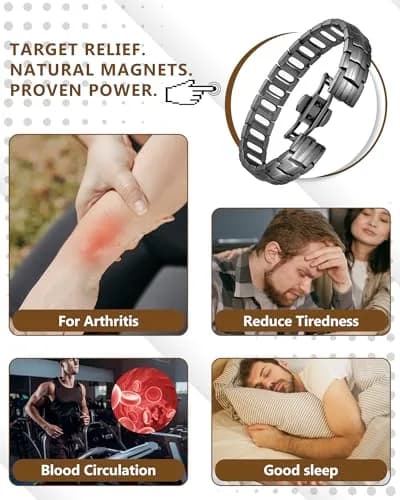 Feraco Gray Titanium Magnetic Bracelet for Men | 22 cm (8.66 inches) with 5000 Gauss Magnets thumbnail 8