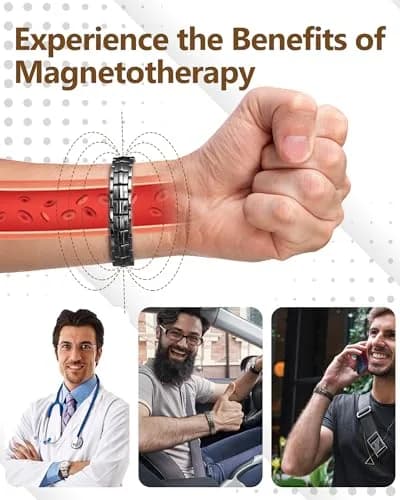 Feraco Gray Titanium Magnetic Bracelet for Men | 22 cm (8.66 inches) with 5000 Gauss Magnets thumbnail 2
