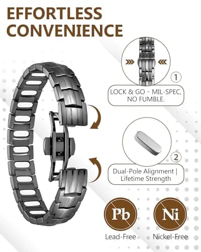 Feraco Gray Titanium Magnetic Bracelet for Men | 22 cm (8.66 inches) with 5000 Gauss Magnets thumbnail 3