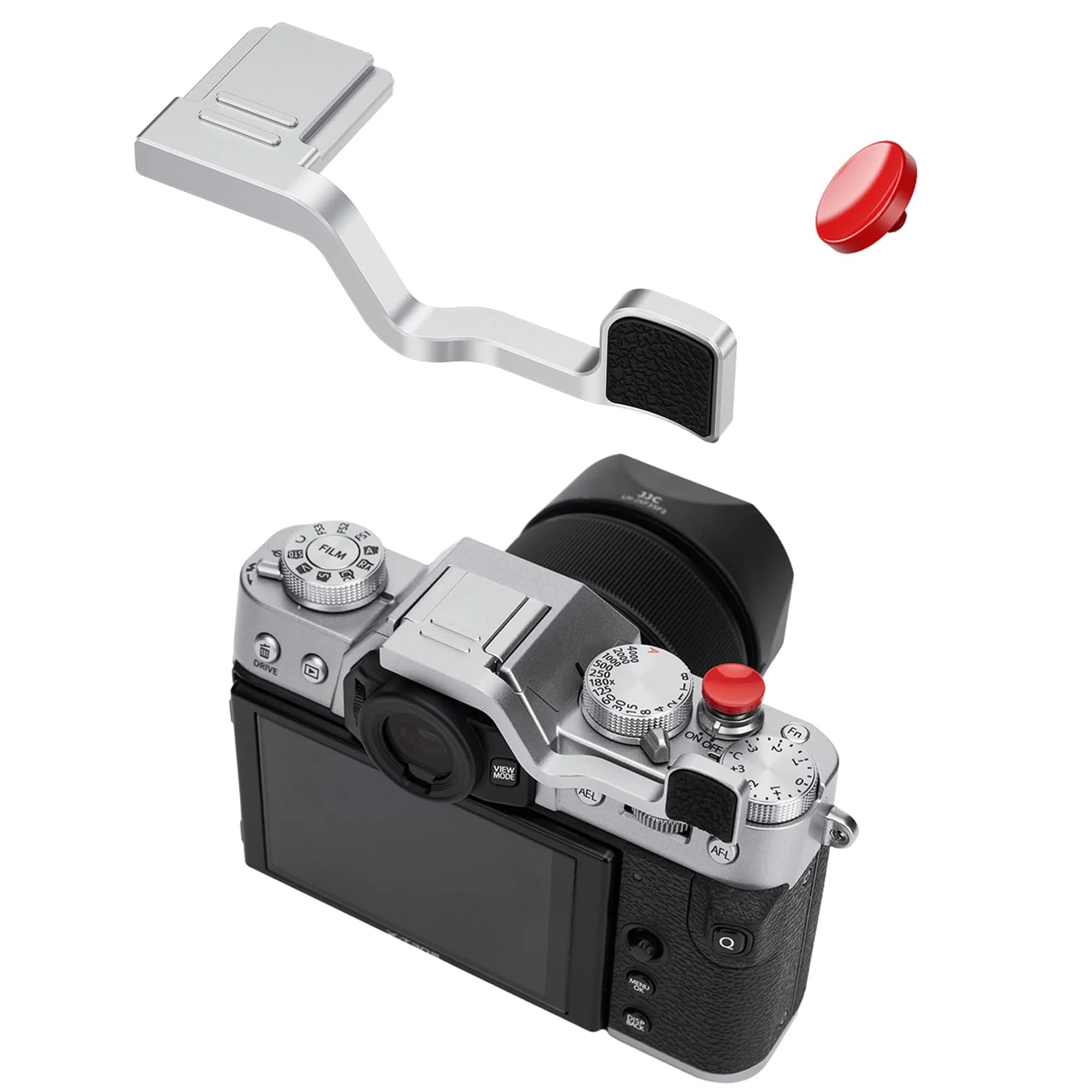 JJC Metal Thumb Grip & Shutter Button for Fuji X-T30III II XT30 XT20,Silver | Ergonomic Camera Accessory — Silver