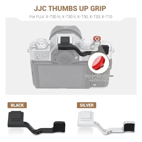 JJC Metal Thumb Grip & Shutter Button for Fuji X-T30III II XT30 XT20,Silver | Ergonomic Camera Accessory thumbnail 2
