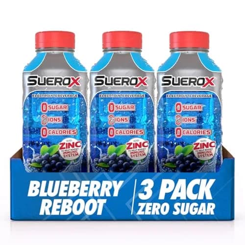 SueroX Sugar Free Electrolyte Drink, Blueberry Reboot, 21.3 Fl Oz | Zero Sugar Hydration & Recovery thumbnail 1