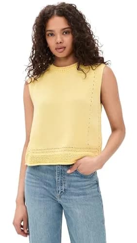 Velvet by Graham & Spencer Vanny Novelty Pima Cotton Sweater Top, White, X-Small | Regular Fit, Round Neck thumbnail 1