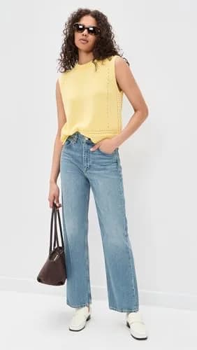 Velvet by Graham & Spencer Vanny Novelty Pima Cotton Sweater Top, White, X-Small | Regular Fit, Round Neck thumbnail 3