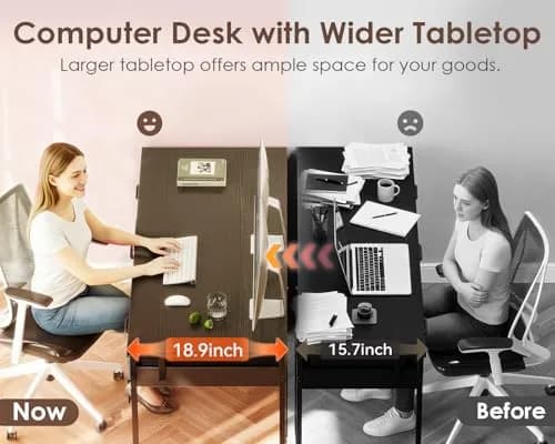 Casaottima 48 Inch Computer Desk with 6 Drawers | Reversible Storage Home Office Table in Black thumbnail 5