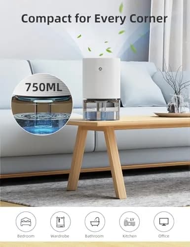 avylo 25oz Dehumidifier for Bedroom with Auto Shut Off, Ultra Quiet, White | Energy Saving, Compact & Safe thumbnail 7