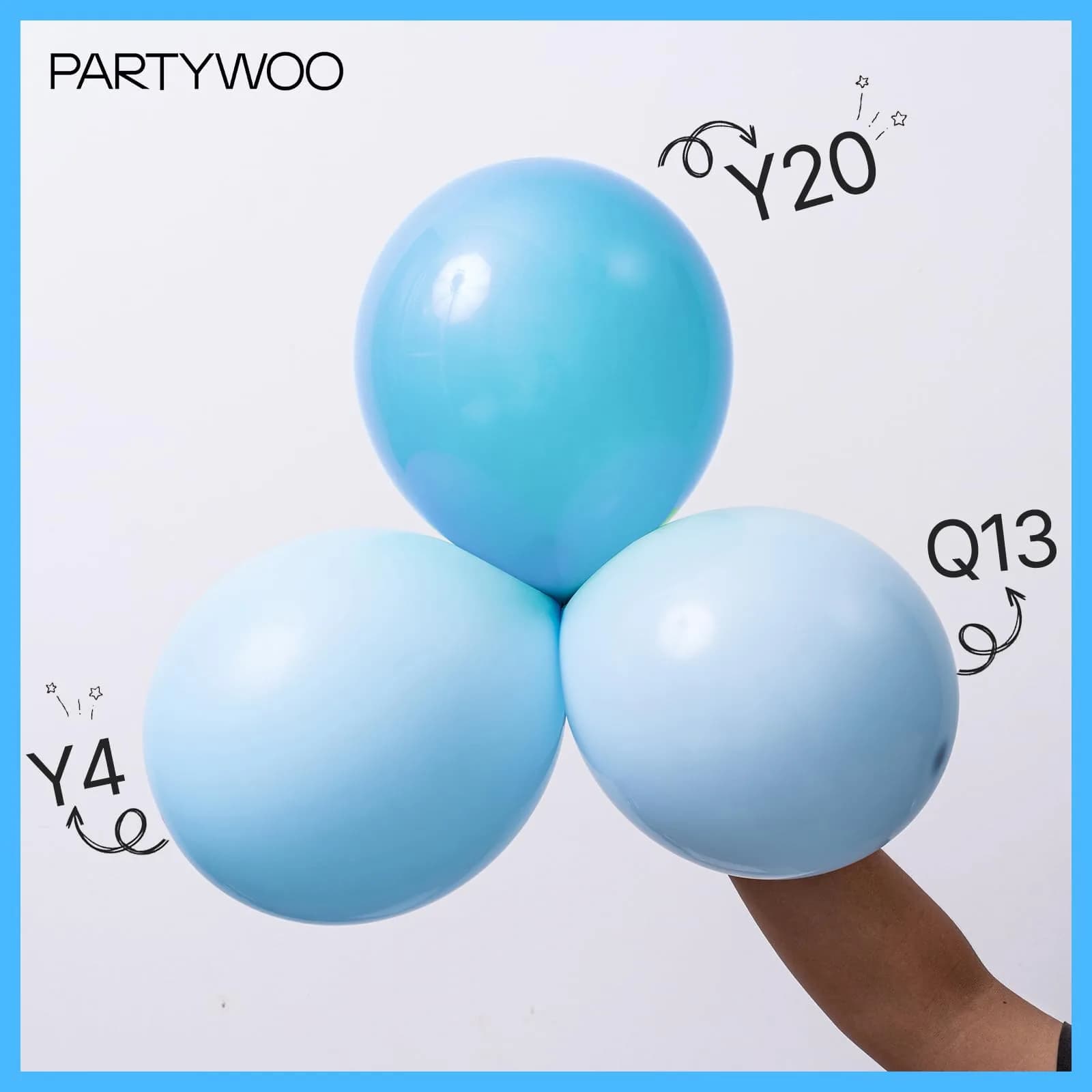 PartyWoo Light Blue Balloons 100pcs Assorted Sizes (18, 12, 10, 5 Inch) | Pastel Sky Aqua Blue Balloon Arch Kit Garland for Birthday, Baby Shower, Graduation Party Decorations - view 5