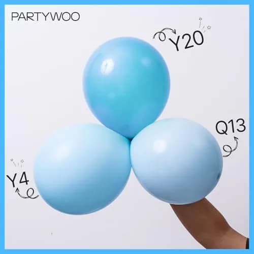 PartyWoo Light Blue Balloons 100pcs Assorted Sizes (18, 12, 10, 5 Inch) | Pastel Sky Aqua Blue Balloon Arch Kit Garland for Birthday, Baby Shower, Graduation Party Decorations thumbnail 5
