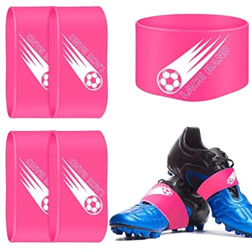Patelai Pink 2 Pcs Soccer Lace Band Cleat Cover Youth Adult | Elastic Rubber for Secure Laces thumbnail 1