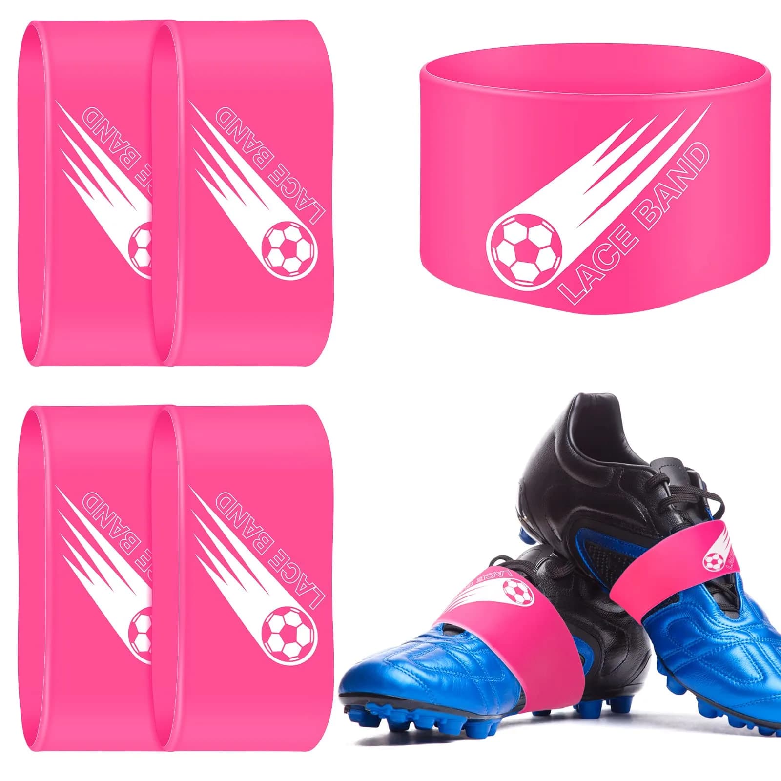 Patelai Pink 2 Pcs Soccer Lace Band Cleat Cover Youth Adult | Elastic Rubber for Secure Laces - main product image