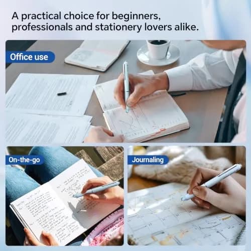 WRITECH Clictek Retractable Fountain Pen Fine Nib with 10 Black Ink Cartridges, 0.5mm Line Size | Smooth Writing for Students & Professionals thumbnail 6