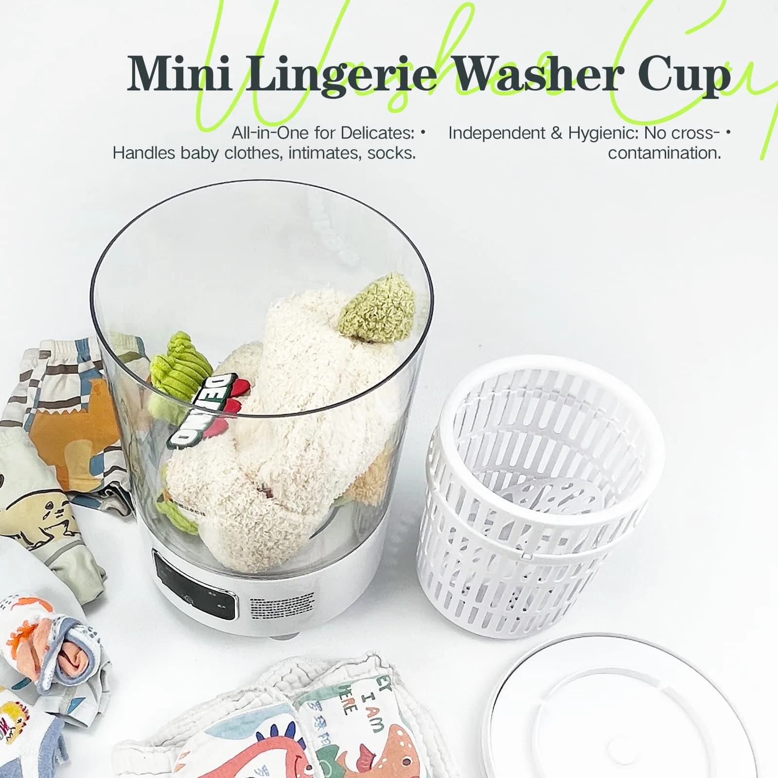 SUNHAIXIA Portable Mini Washing Machine with UV Light & Spin-Dry, 4L Capacity | 220V Compatible for Indian Homes - view 2