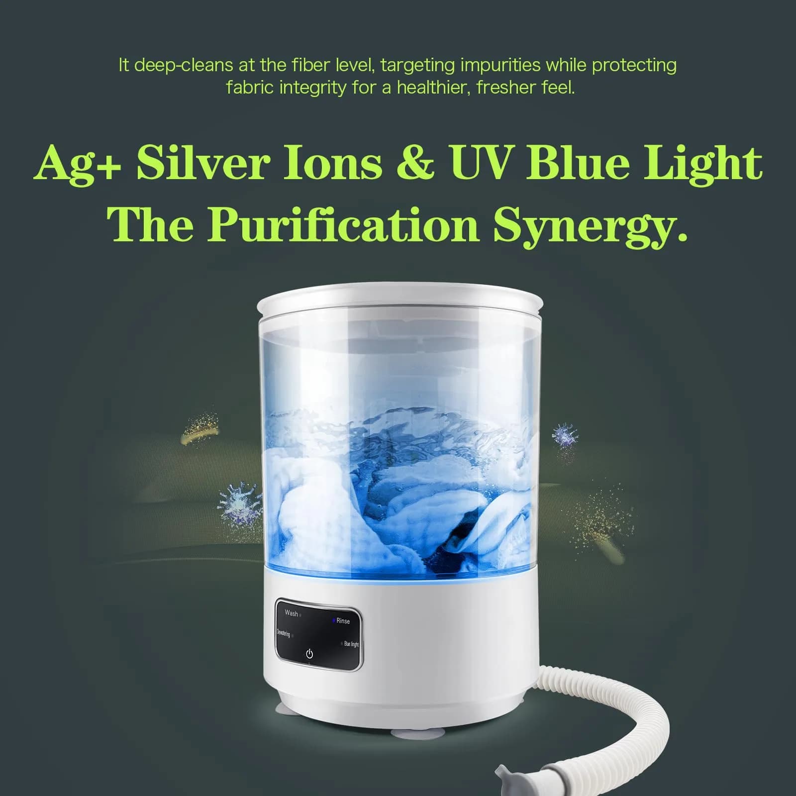 SUNHAIXIA Portable Mini Washing Machine with UV Light & Spin-Dry, 4L Capacity | 220V Compatible for Indian Homes - view 8