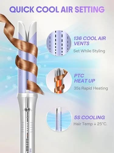 SHEGLAM One Touch Airflow Styler Pro 1.25 inch Automatic Rotating Curling Iron | 5 Temp Settings, Zero Burn Risk thumbnail 6
